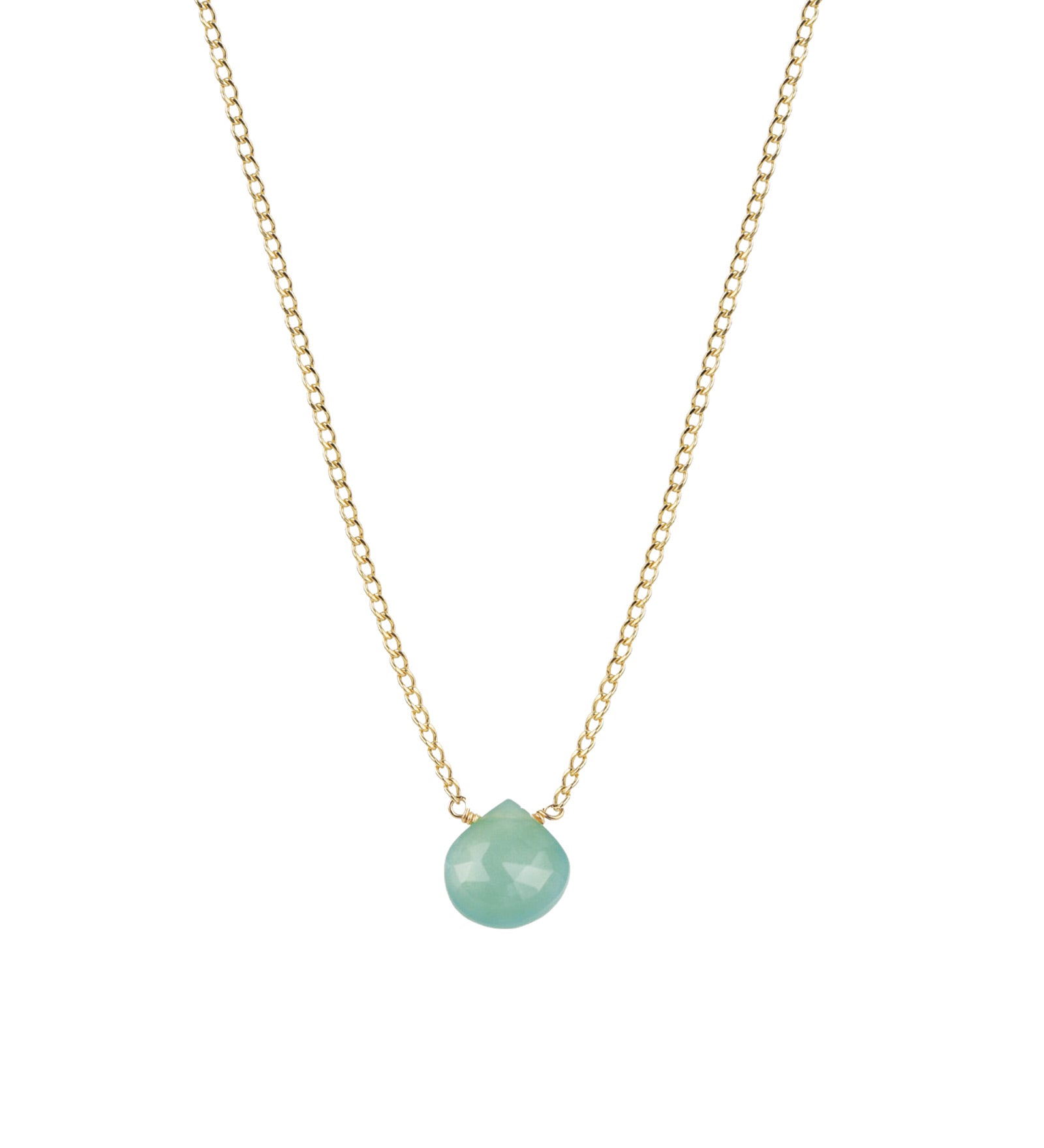 Stoned by Gem Jar-Heart Stone Curb Chain Necklace-Necklaces-14k Gold Filled, Chrysoprase-Blue Ruby Jewellery-Vancouver Canada