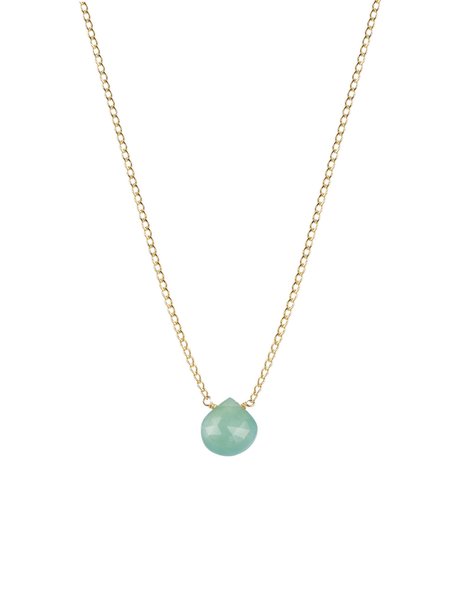 Stoned by Gem Jar-Heart Stone Curb Chain Necklace-Necklaces-14k Gold Filled, Chrysoprase-Blue Ruby Jewellery-Vancouver Canada