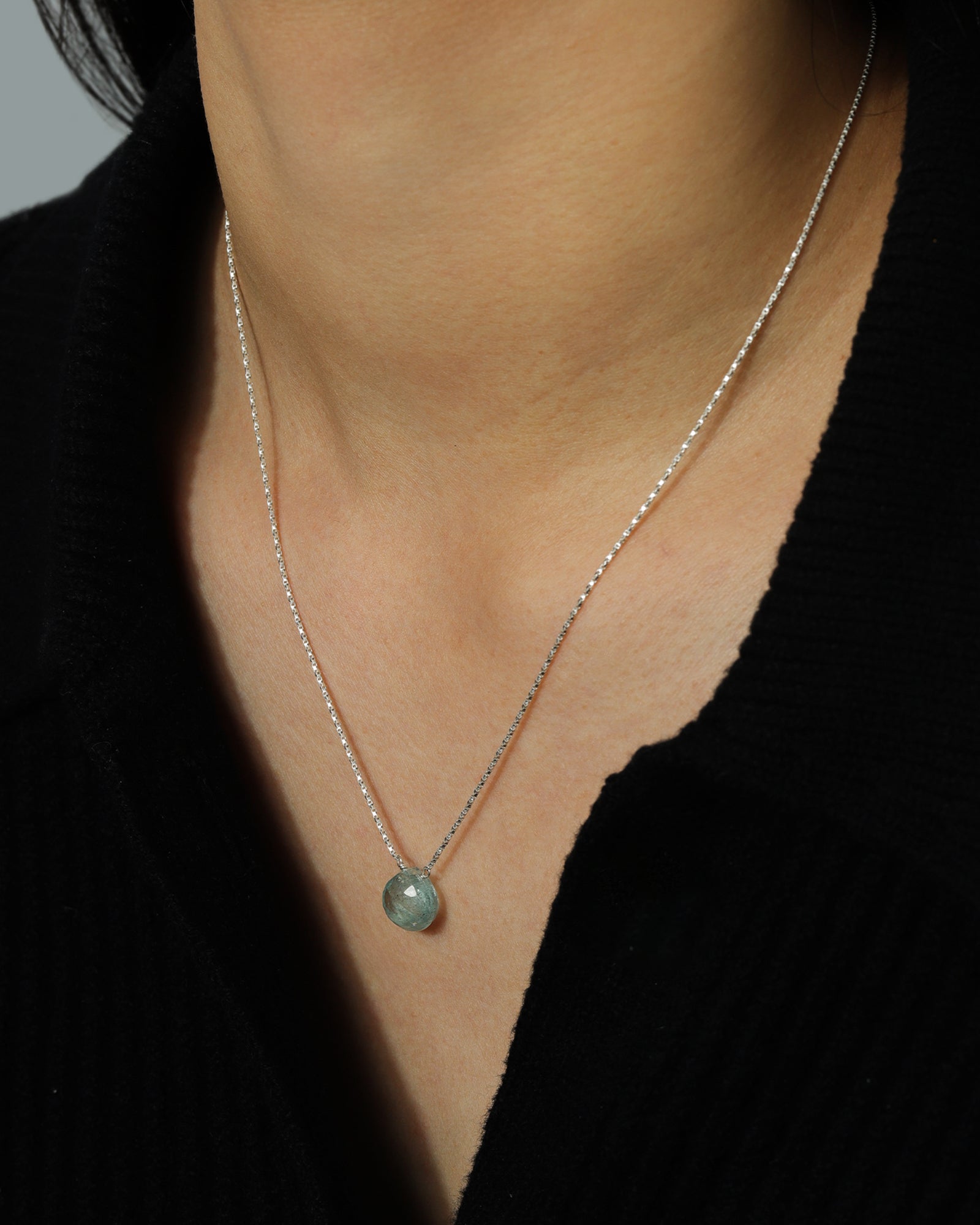 Stoned by Gem Jar-Heart Stone Box Chain Necklace-Necklaces-Sterling Silver, Aquamarine-Blue Ruby Jewellery-Vancouver Canada