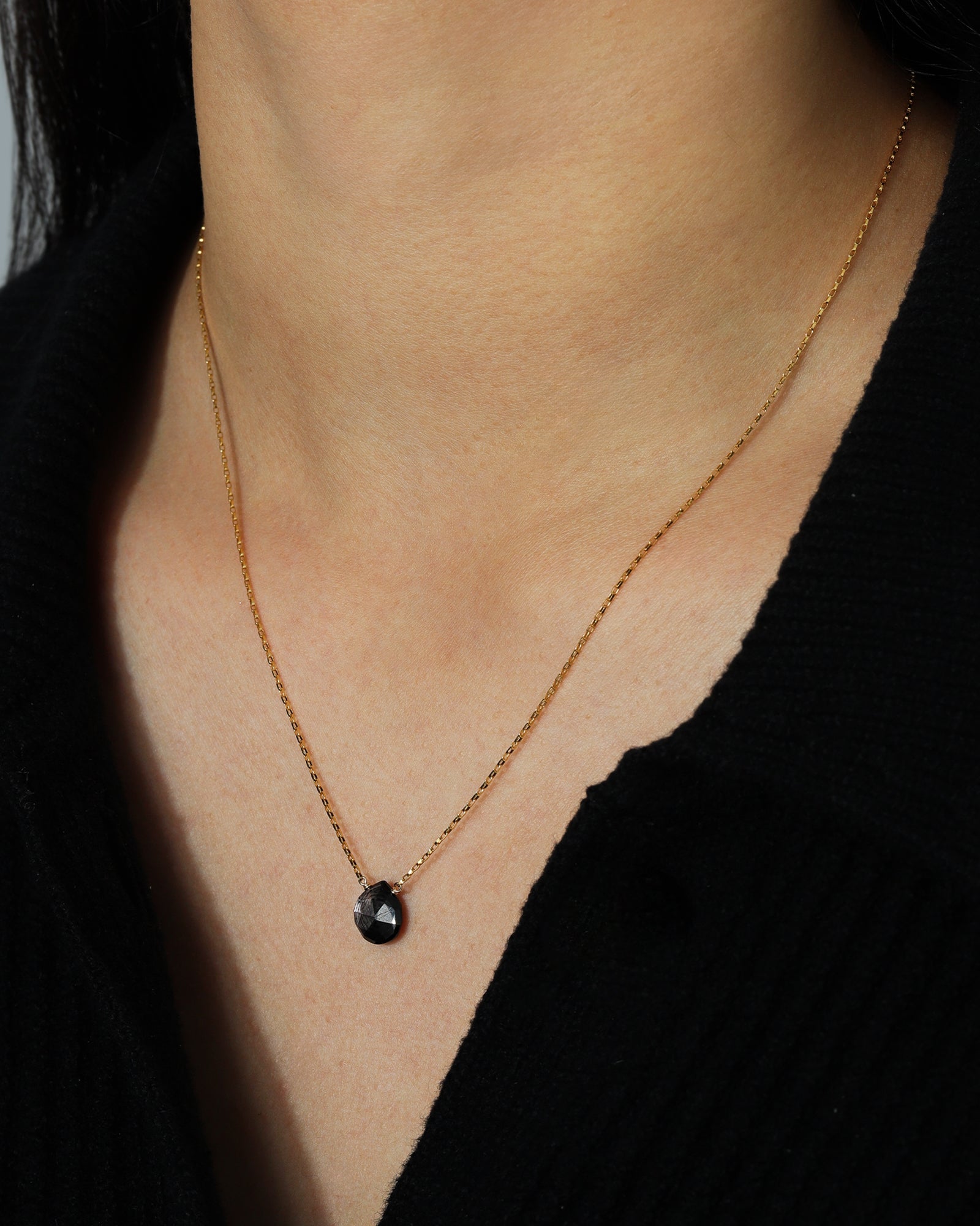 Stoned by Gem Jar-Heart Stone Box Chain Necklace-Necklaces-14k Gold Filled, Hypersthene-Blue Ruby Jewellery-Vancouver Canada