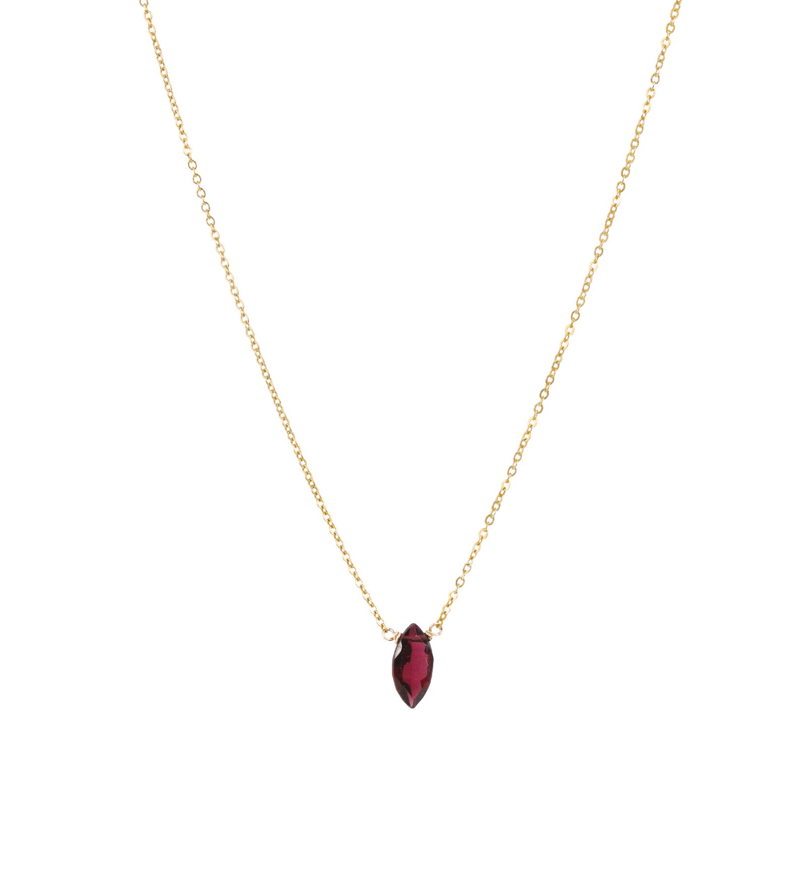 Marquise Stone Cable Necklace 14k Gold Filled, Garnet