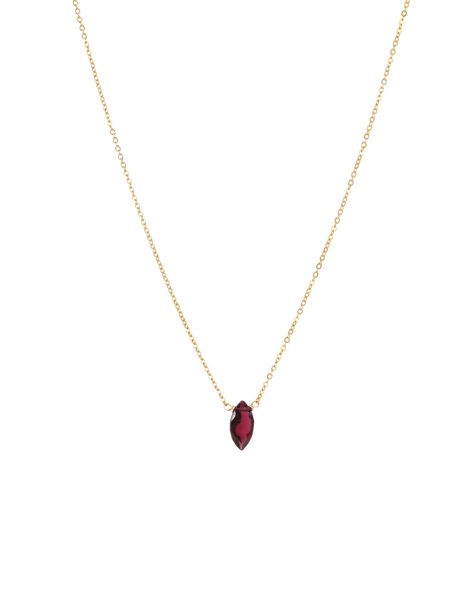 Marquise Stone Cable Necklace 14k Gold Filled, Garnet