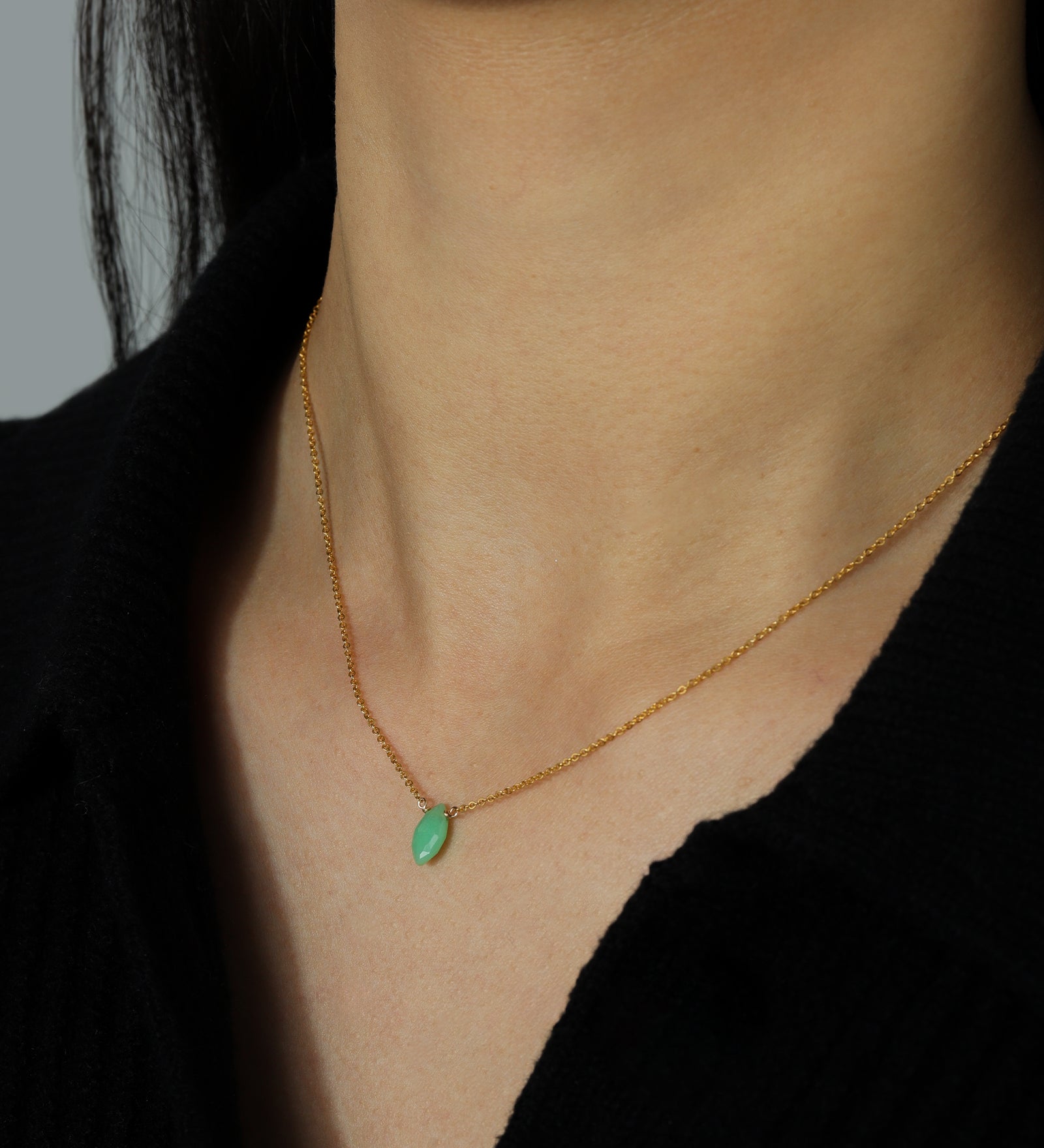 Stoned by Gem Jar-Marquise Stone Cable Necklace-Necklaces-14k Gold Filled, Chrysoprase-Blue Ruby Jewellery-Vancouver Canada