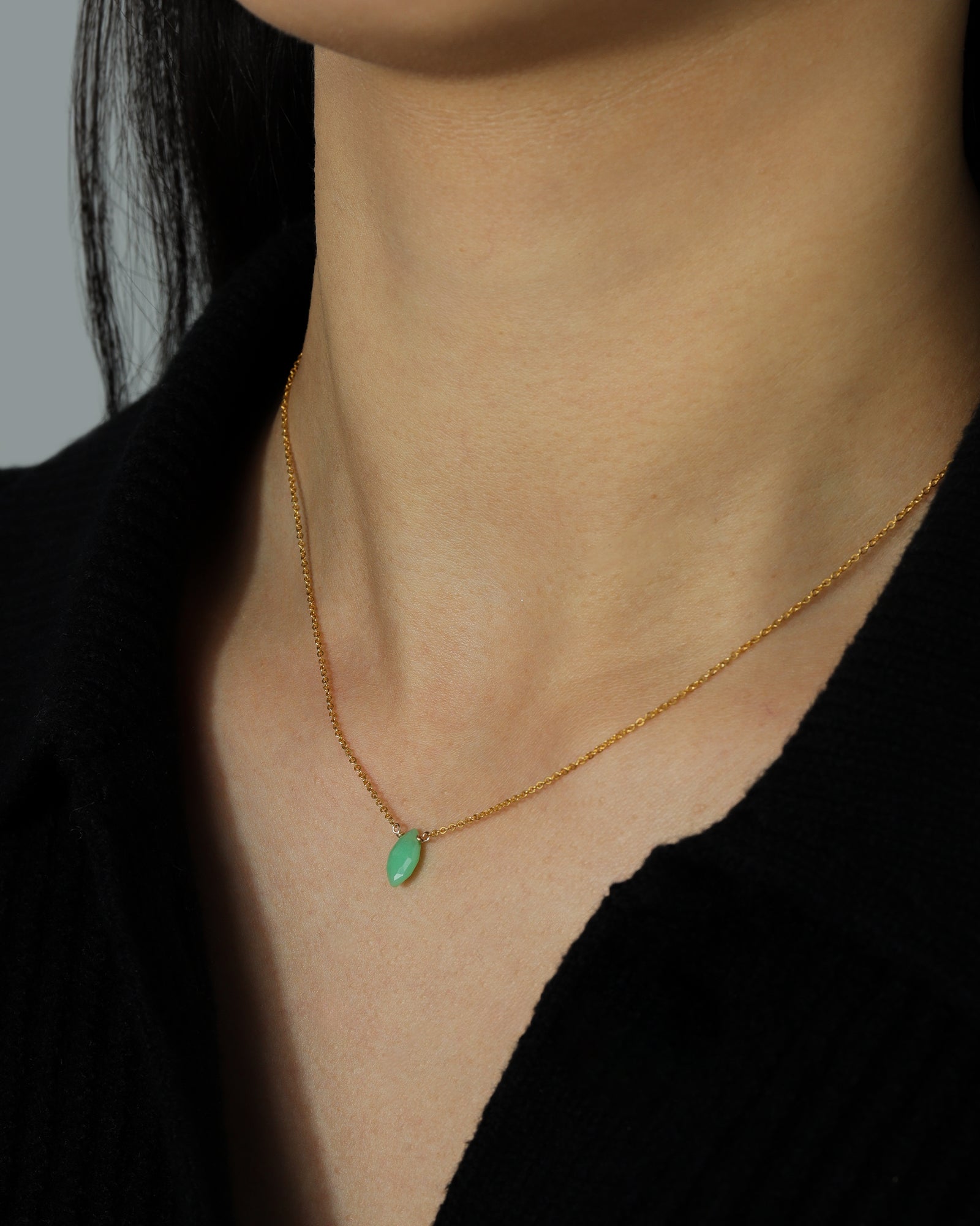 Stoned by Gem Jar-Marquise Stone Cable Necklace-Necklaces-14k Gold Filled, Chrysoprase-Blue Ruby Jewellery-Vancouver Canada