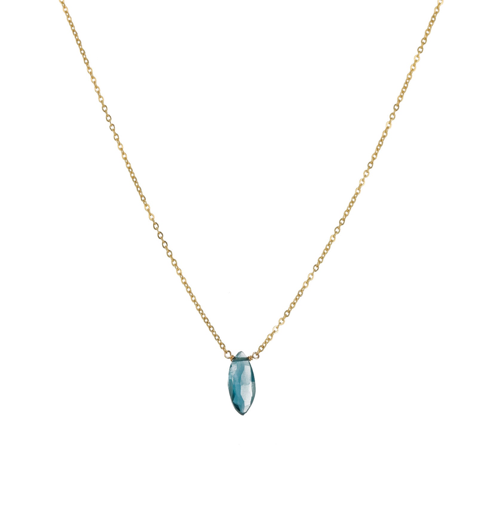 Stoned by Gem Jar-Marquise Stone Cable Necklace-Necklaces-14k Gold Filled, London Blue Topaz-Blue Ruby Jewellery-Vancouver Canada