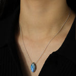 Stoned by Gem Jar-Marquise Stone Box Necklace-Necklaces-Sterling Silver, Labradorite-Blue Ruby Jewellery-Vancouver Canada