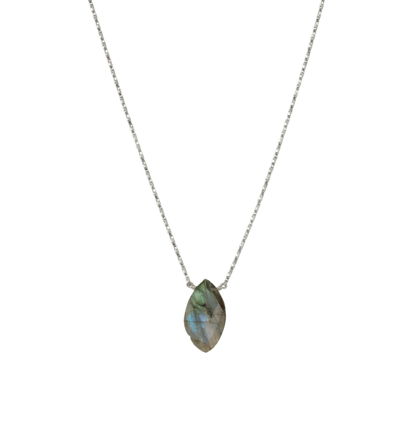 Stoned by Gem Jar-Marquise Stone Box Necklace-Necklaces-Sterling Silver, Labradorite-Blue Ruby Jewellery-Vancouver Canada