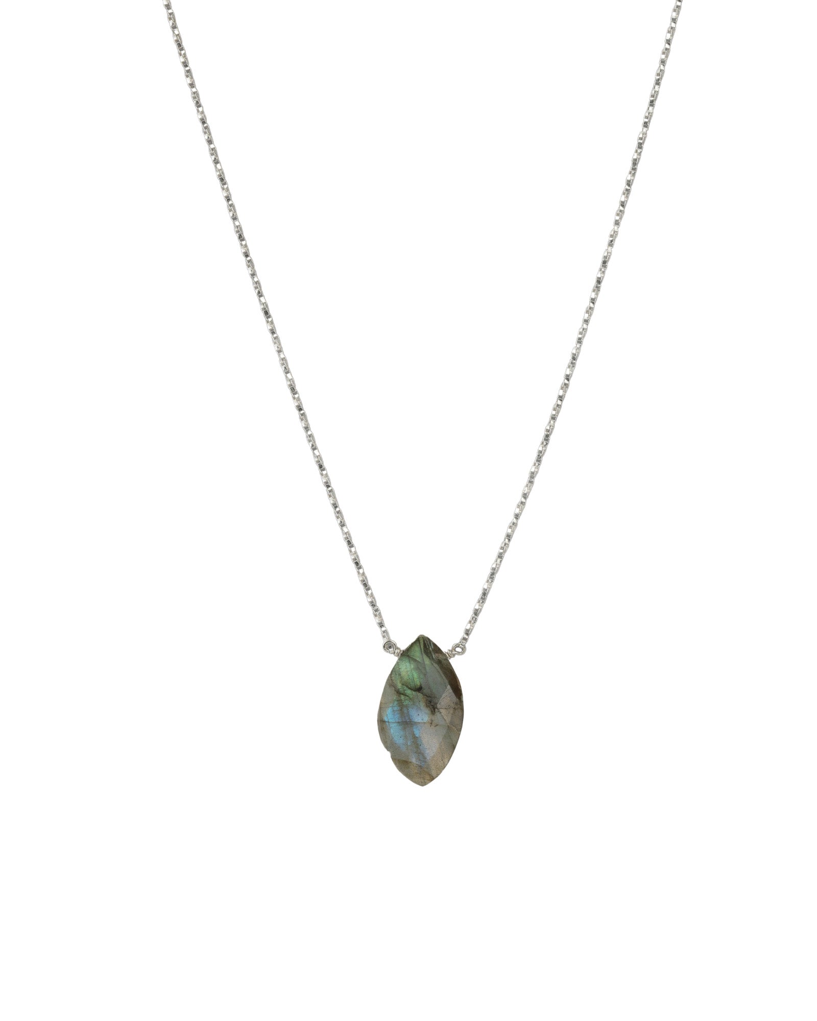 Stoned by Gem Jar-Marquise Stone Box Necklace-Necklaces-Sterling Silver, Labradorite-Blue Ruby Jewellery-Vancouver Canada