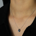 Stoned by Gem Jar-Hexagon Stone Box Chain Necklace-Necklaces-Sterling Silver, Labradorite-Blue Ruby Jewellery-Vancouver Canada