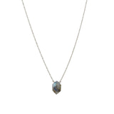 Hexagon Stone Box Chain Necklace Sterling Silver, Labradorite