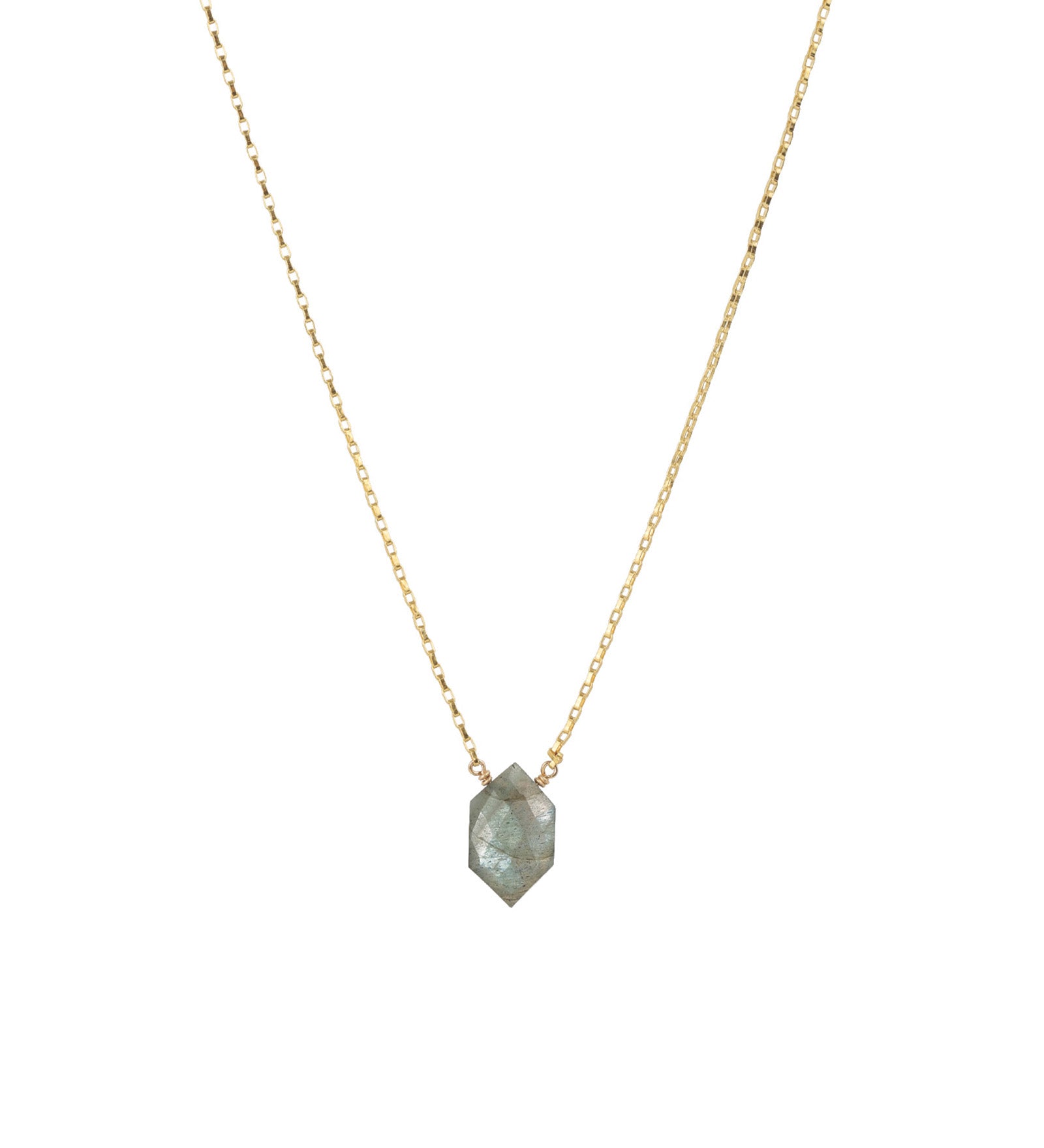 Stoned by Gem Jar-Hexagon Stone Box Chain Necklace-Necklaces-14k Gold Filled, Labradorite-Blue Ruby Jewellery-Vancouver Canada