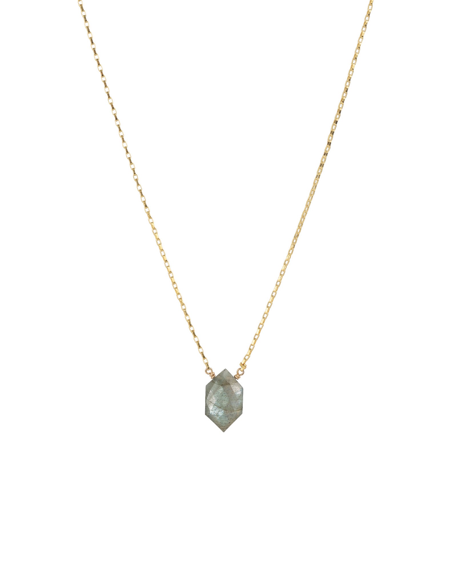 Stoned by Gem Jar-Hexagon Stone Box Chain Necklace-Necklaces-14k Gold Filled, Labradorite-Blue Ruby Jewellery-Vancouver Canada