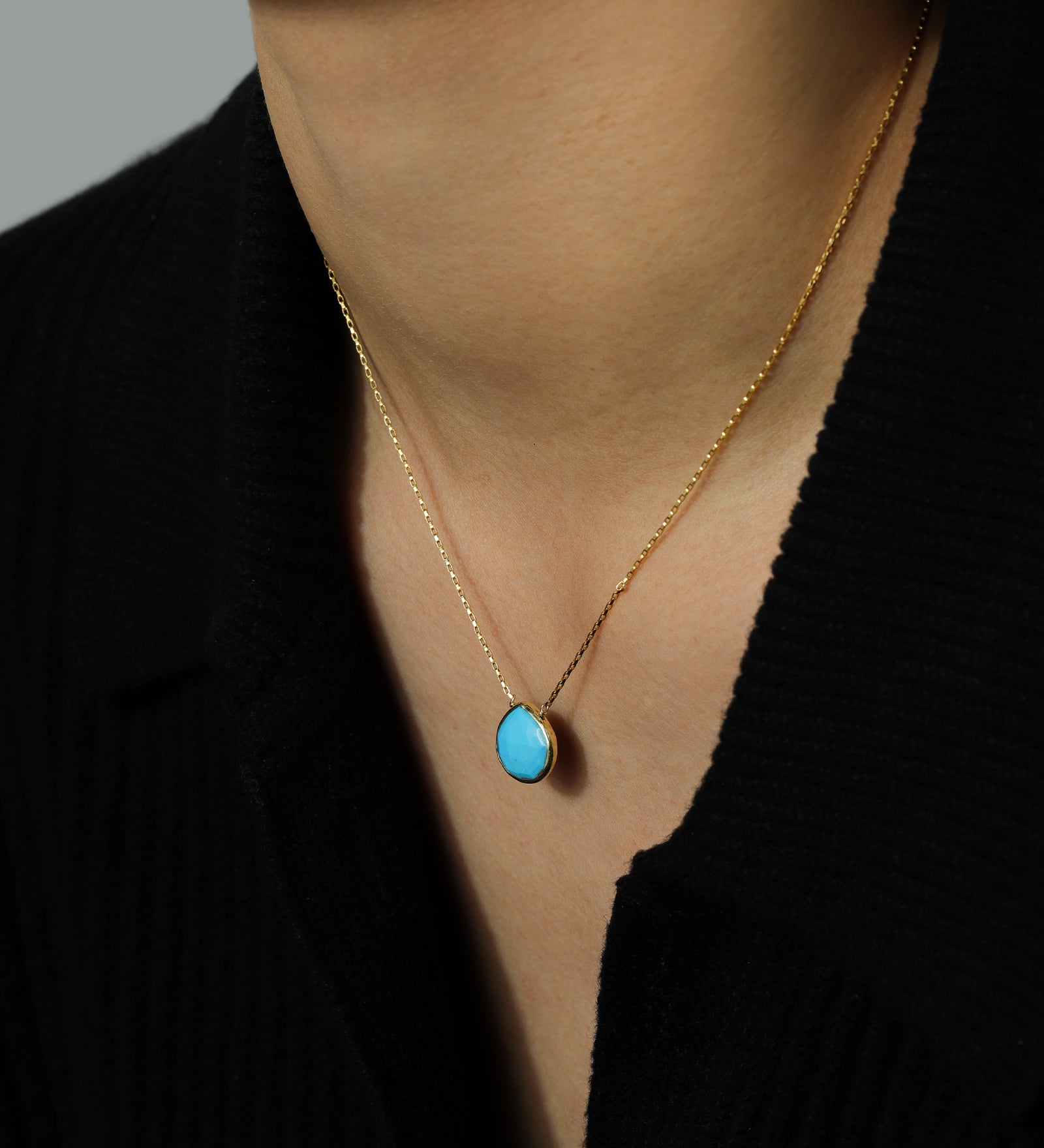 Stoned by Gem Jar-Heart Bezel Stone Box Chain Necklace-Necklaces-14k Gold Filled, 14k Gold Vermeil, Turquoise-Blue Ruby Jewellery-Vancouver Canada