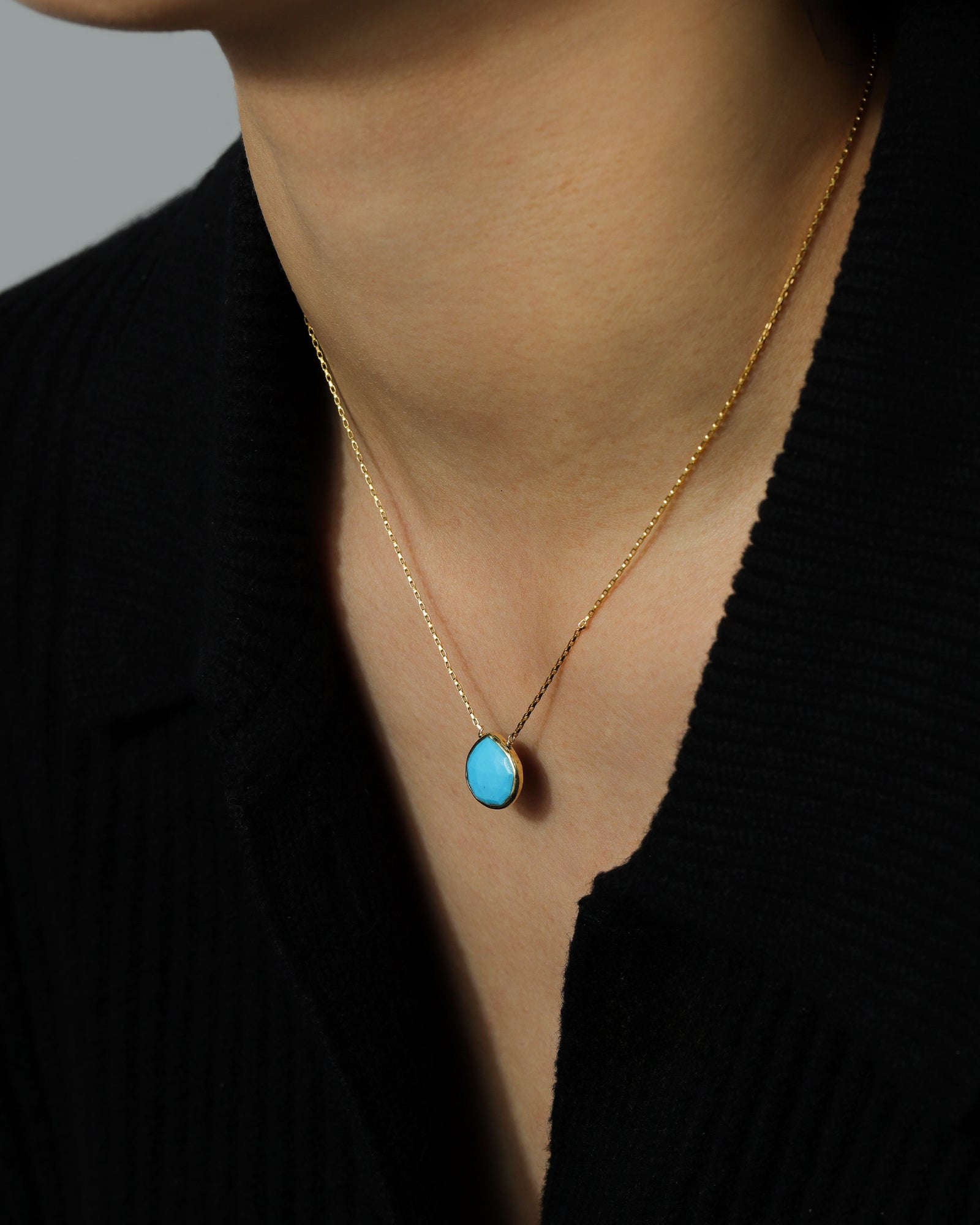 Stoned by Gem Jar-Heart Bezel Stone Box Chain Necklace-Necklaces-14k Gold Filled, 14k Gold Vermeil, Turquoise-Blue Ruby Jewellery-Vancouver Canada