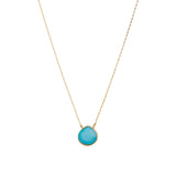 Heart Bezel Stone Box Chain Necklace 14k Gold Filled, 14k Gold Vermeil, Turquoise