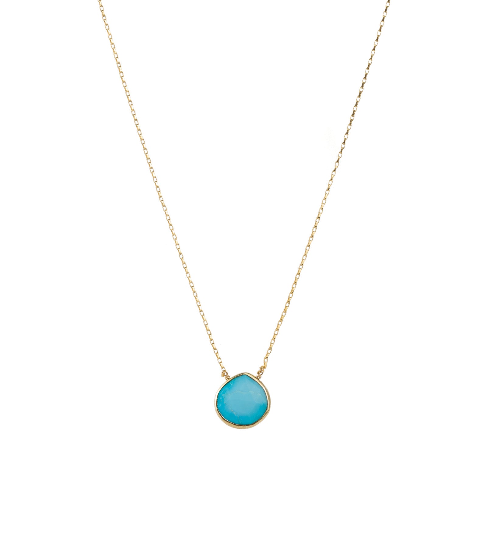 Heart Bezel Stone Box Chain Necklace 14k Gold Filled, 14k Gold Vermeil, Turquoise