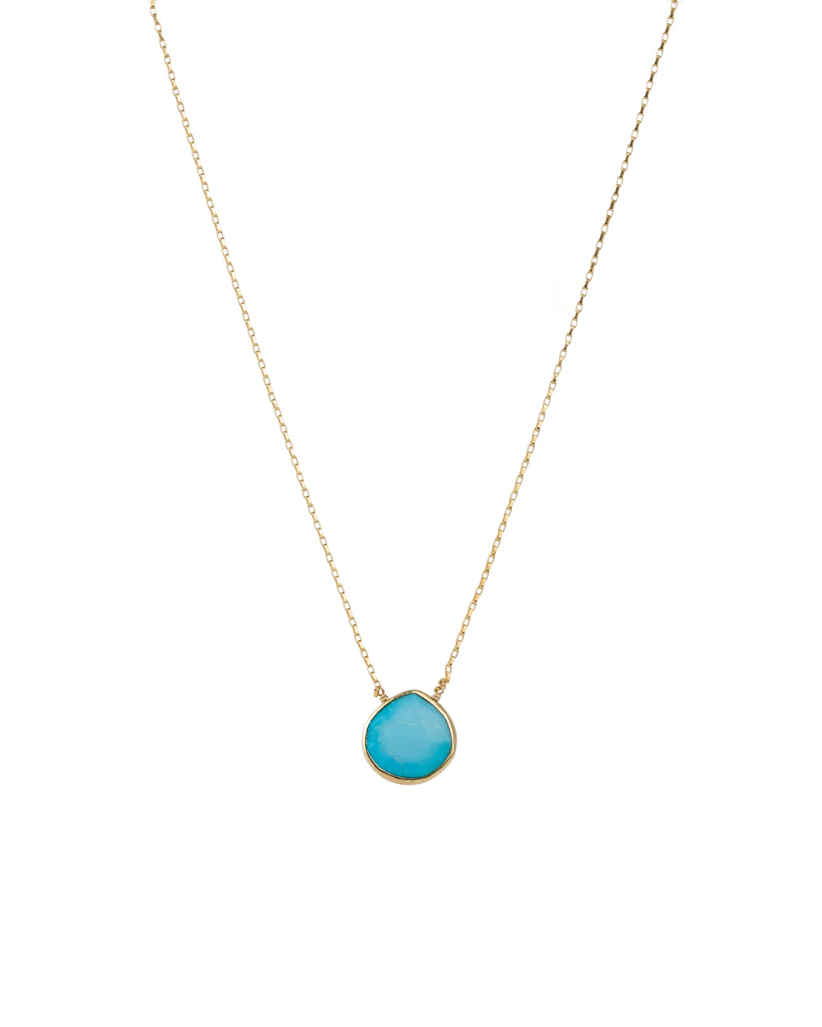 Heart Bezel Stone Box Chain Necklace 14k Gold Filled, 14k Gold Vermeil, Turquoise