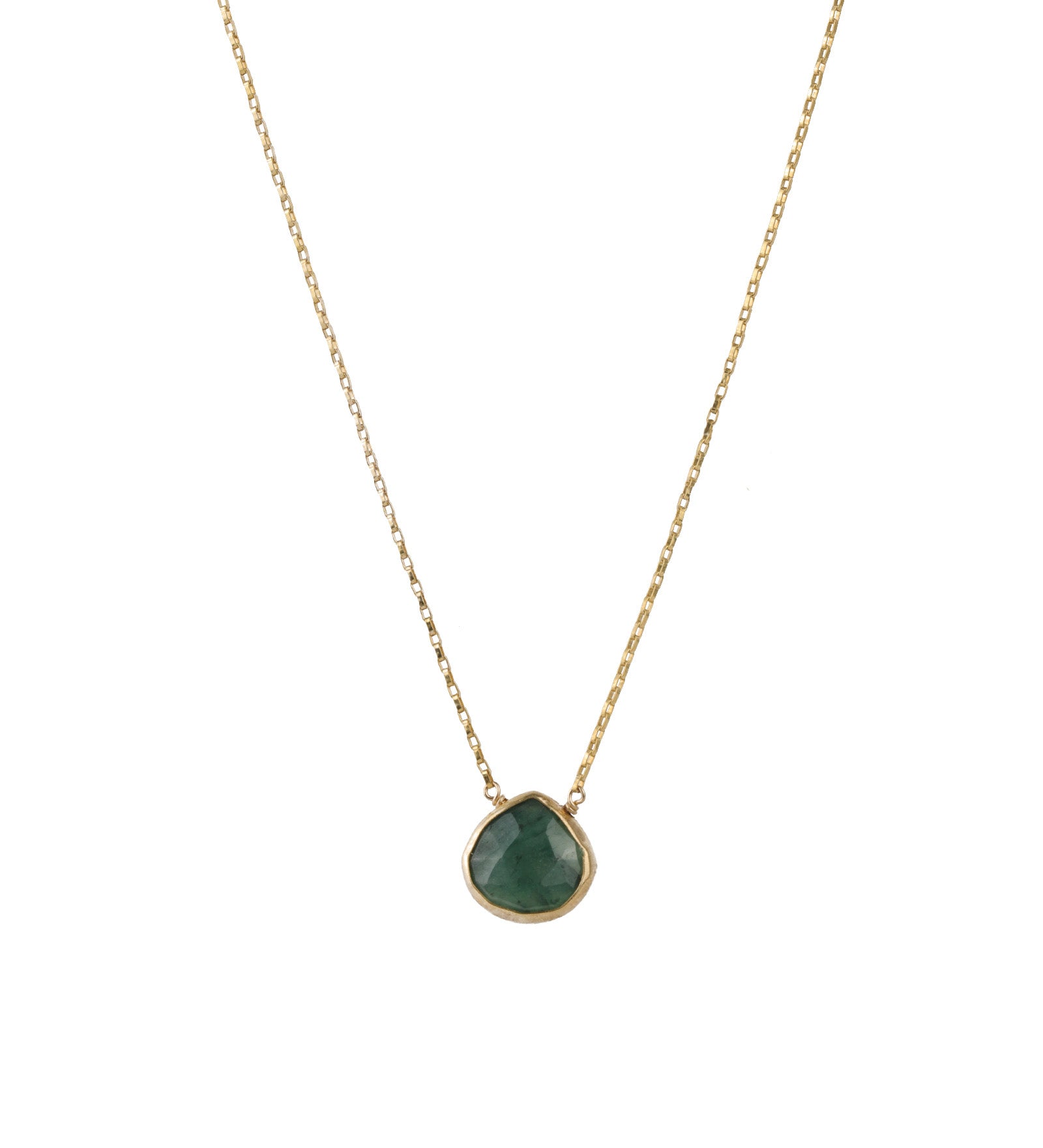 Stoned by Gem Jar-Heart Bezel Stone Box Chain Necklace-Necklaces-14k Gold Filled, 14k Gold Vermeil, Emerald-Blue Ruby Jewellery-Vancouver Canada