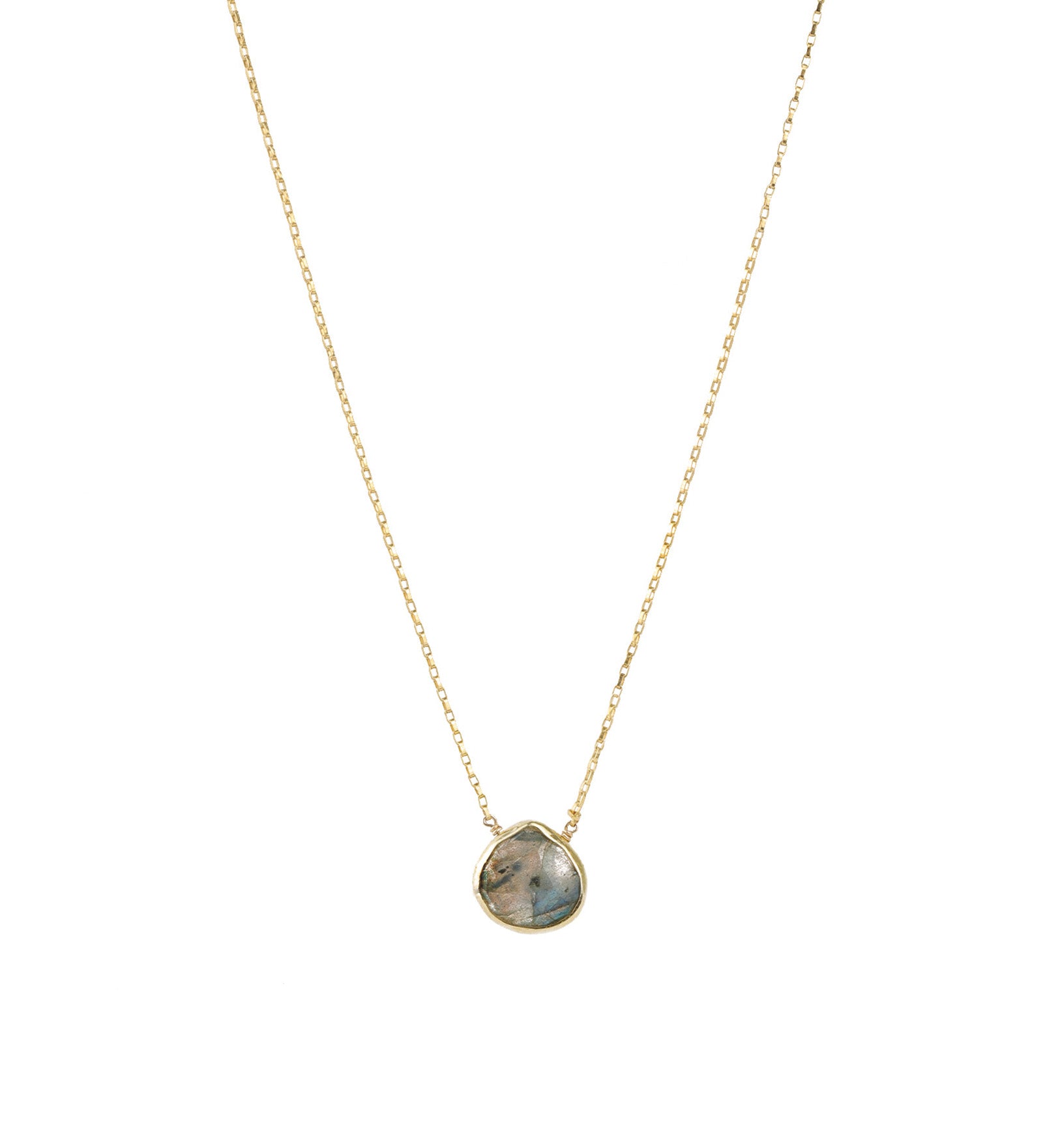 Stoned by Gem Jar-Heart Bezel Stone Box Chain Necklace-Necklaces-14k Gold Filled, 14k Gold Vermeil, Labradorite-Blue Ruby Jewellery-Vancouver Canada