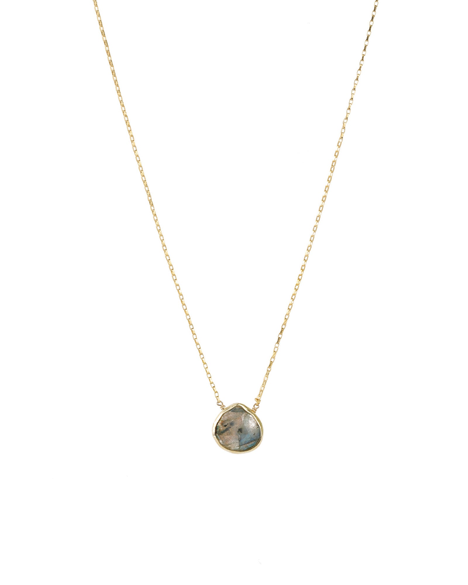 Stoned by Gem Jar-Heart Bezel Stone Box Chain Necklace-Necklaces-14k Gold Filled, 14k Gold Vermeil, Labradorite-Blue Ruby Jewellery-Vancouver Canada