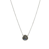 Stoned by Gem Jar-Heart Bezel Stone Box Chain Necklace-Necklaces-Sterling Silver, Labradorite-Blue Ruby Jewellery-Vancouver Canada