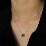 Stoned by Gem Jar-Heart Bezel Stone Box Chain Necklace-Necklaces-Sterling Silver, Ruby Zoisite-Blue Ruby Jewellery-Vancouver Canada