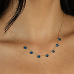 Stoned by Gem Jar-7 Stone Drop Necklace-Necklaces-14k Gold Filled, Neon Apatite-Blue Ruby Jewellery-Vancouver Canada