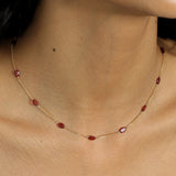 Stoned by Gem Jar-7 Oval Stone Necklace-Necklaces-14k Gold Filled, Garnet-Blue Ruby Jewellery-Vancouver Canada