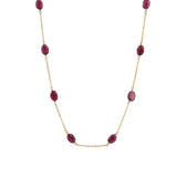 7 Oval Stone  Necklace 14k Gold Filled, Garnet