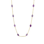 12 Station Oval Stone Necklace 14k Gold Filled, Amethyst