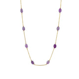 12 Station Oval Stone Necklace 14k Gold Filled, Amethyst