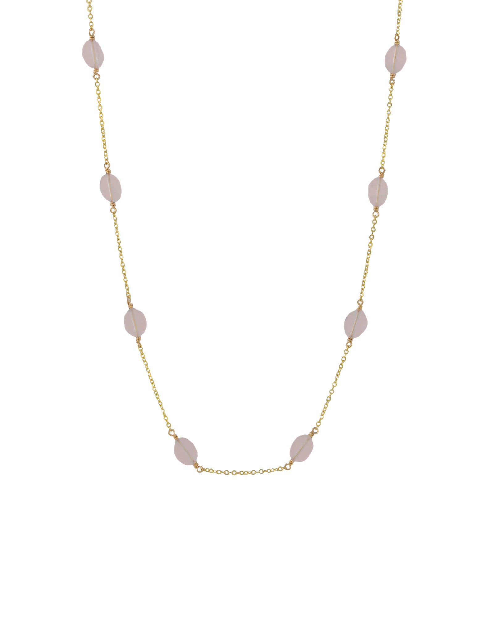 Stoned By Gem Jar-12 Station Oval Stone Necklace-Necklaces-14k Gold Filled, Rose Quartz-Blue Ruby Jewellery-Vancouver Canada