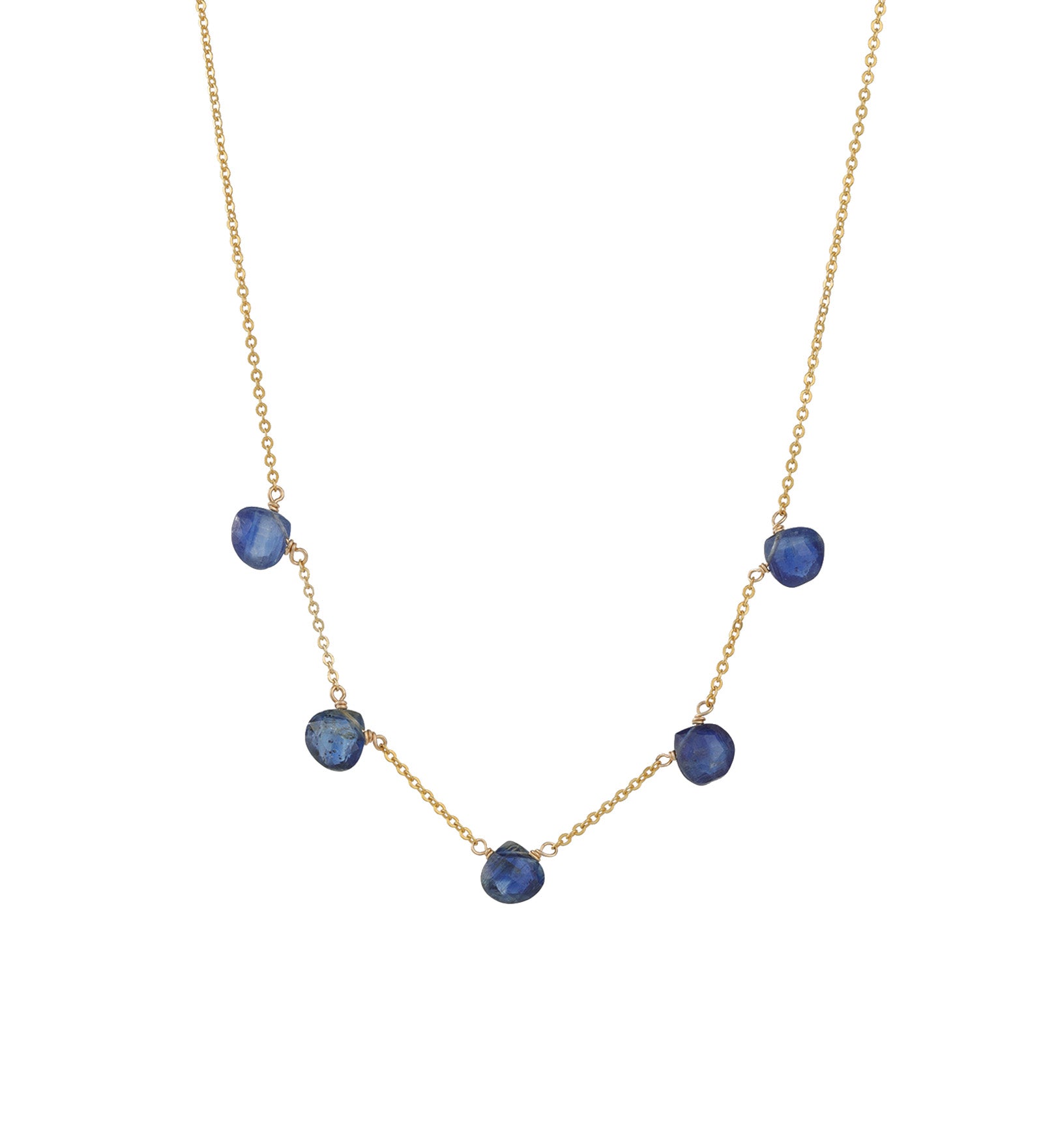 Five Stone Drop Necklace 14k Gold Filled, Apatite