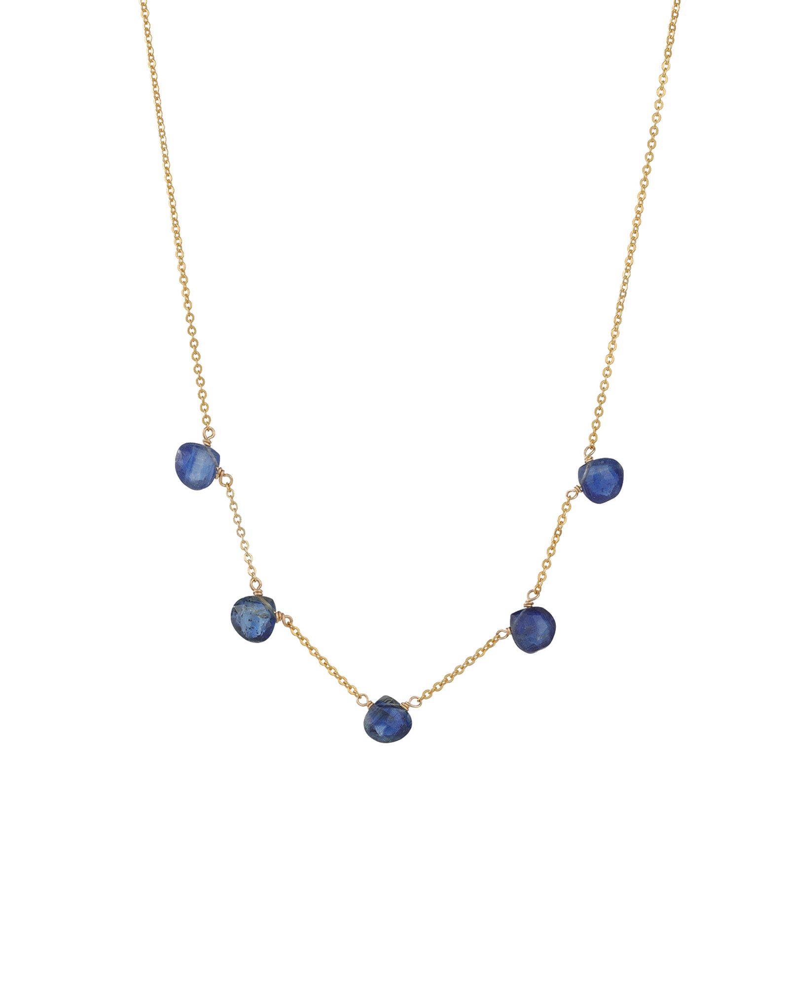 Five Stone Drop Necklace 14k Gold Filled, Apatite