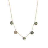 Five Stone Drop Necklace 14k Gold Filled, Labradorite