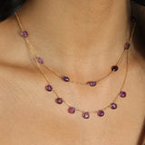 Five Stone Drop Necklace 14k Gold Filled, Amethyst