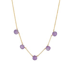 Five Stone Drop Necklace 14k Gold Filled, Amethyst