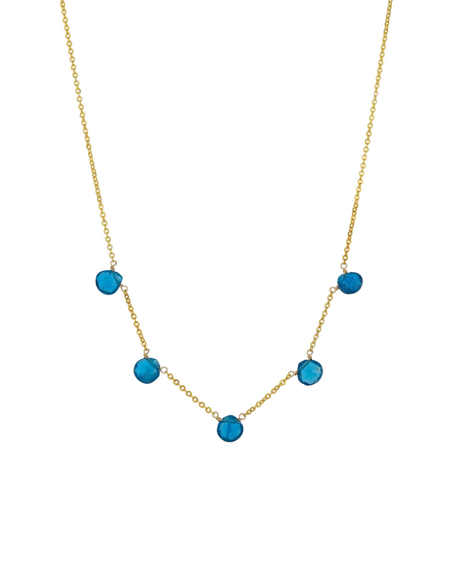 Five Stone Drop Necklace 14k Gold Filled, Apatite