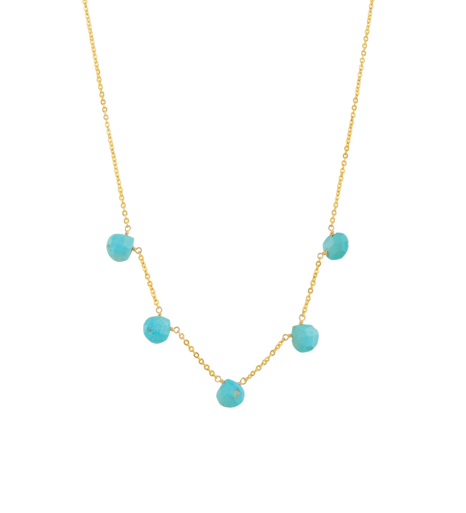 Stoned By Gem Jar-Five Stone Drop Necklace-Necklaces-14k Gold Filled, Turquoise-Blue Ruby Jewellery-Vancouver Canada