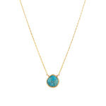 Small Heart Bezel Stone Box Chain Necklace 14k Gold Filled, Turquoise Howlite