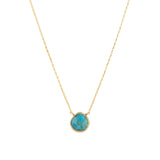 Small Heart Bezel Stone Box Chain Necklace 14k Gold Filled, Turquoise Howlite