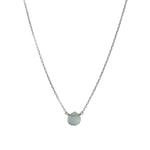 Heart Stone Cable Chain Necklace Sterling Silver, Aqua Chalcedony