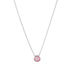 Stoned By Gem Jar-Heart Stone Cable Chain Necklace-Necklaces-Sterling Silver, Pink Topaz-Blue Ruby Jewellery-Vancouver Canada