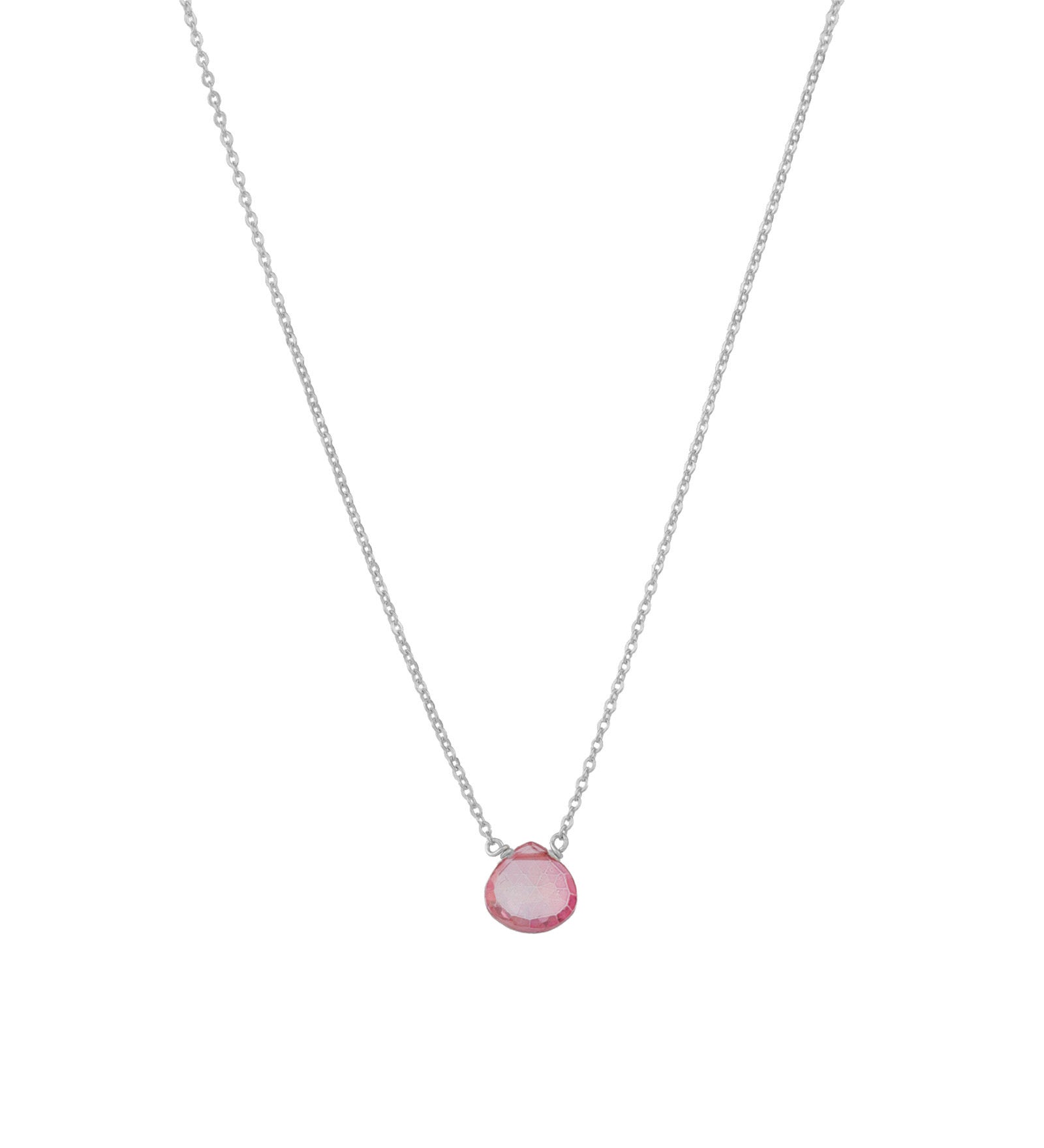 Stoned By Gem Jar-Heart Stone Cable Chain Necklace-Necklaces-Sterling Silver, Pink Topaz-Blue Ruby Jewellery-Vancouver Canada