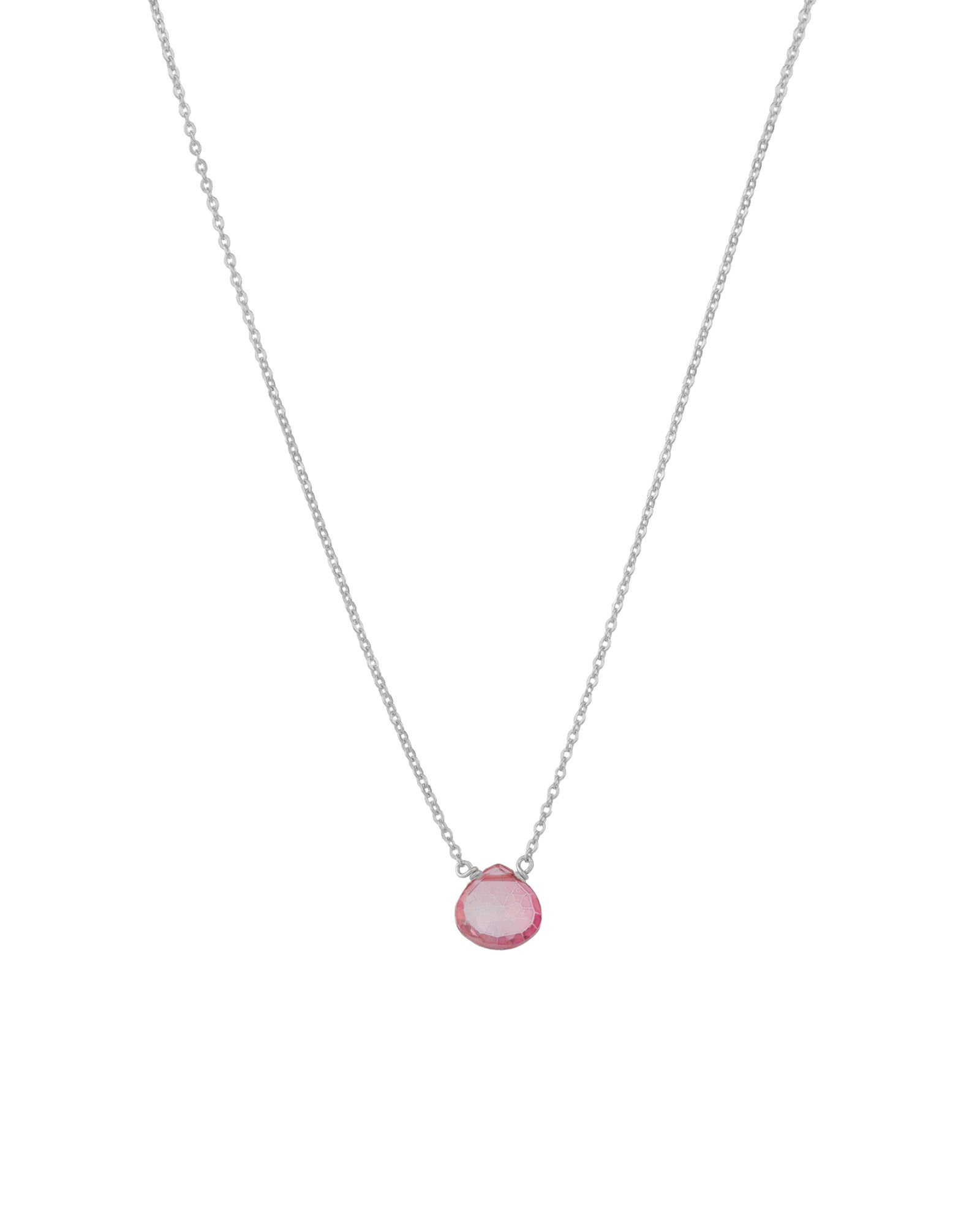 Stoned By Gem Jar-Heart Stone Cable Chain Necklace-Necklaces-Sterling Silver, Pink Topaz-Blue Ruby Jewellery-Vancouver Canada