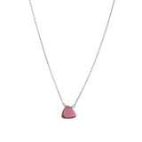 Trillion Stone Cable Chain Necklace Sterling Silver, Pink Quartz