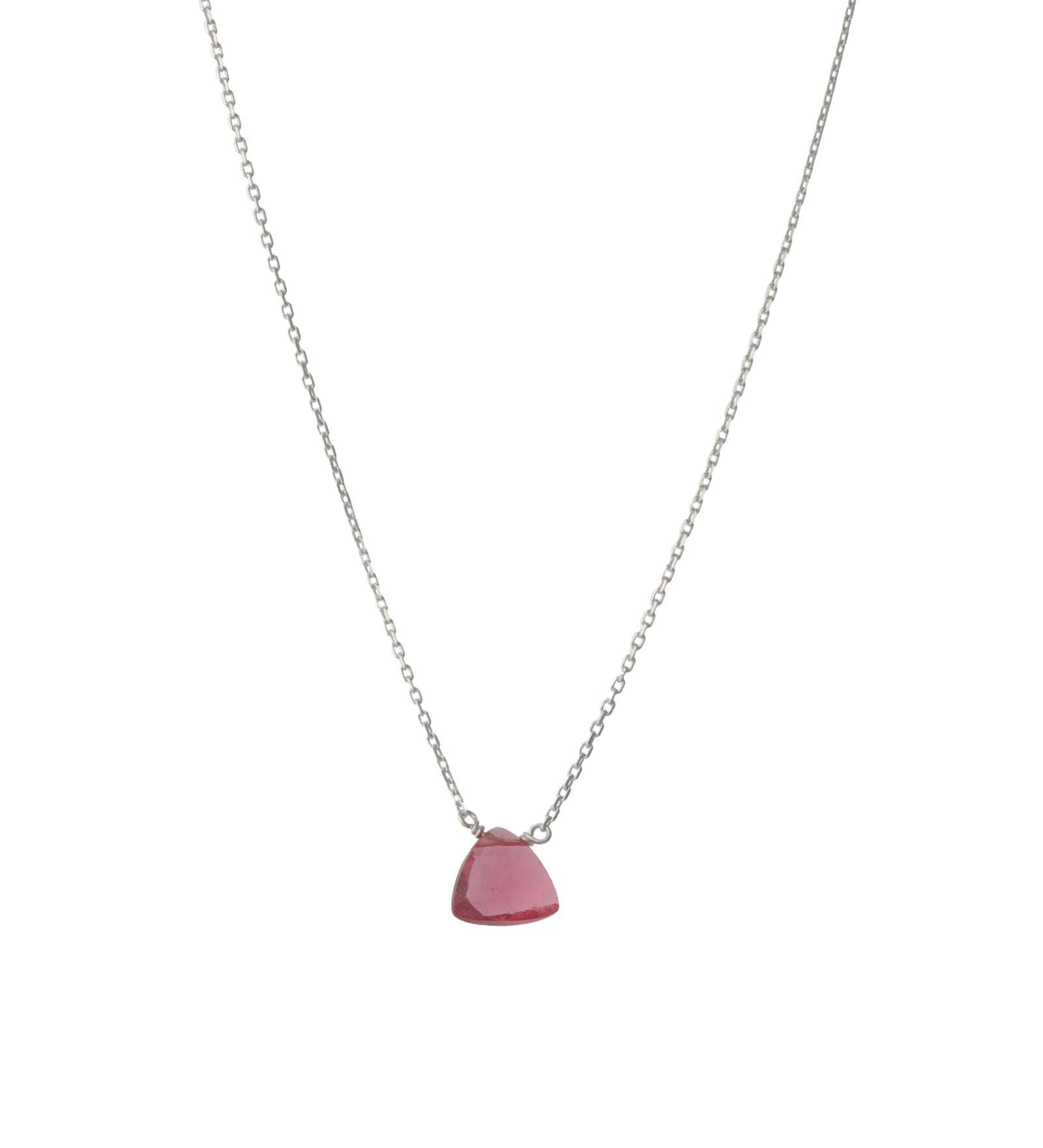 Trillion Stone Cable Chain Necklace Sterling Silver, Pink Quartz