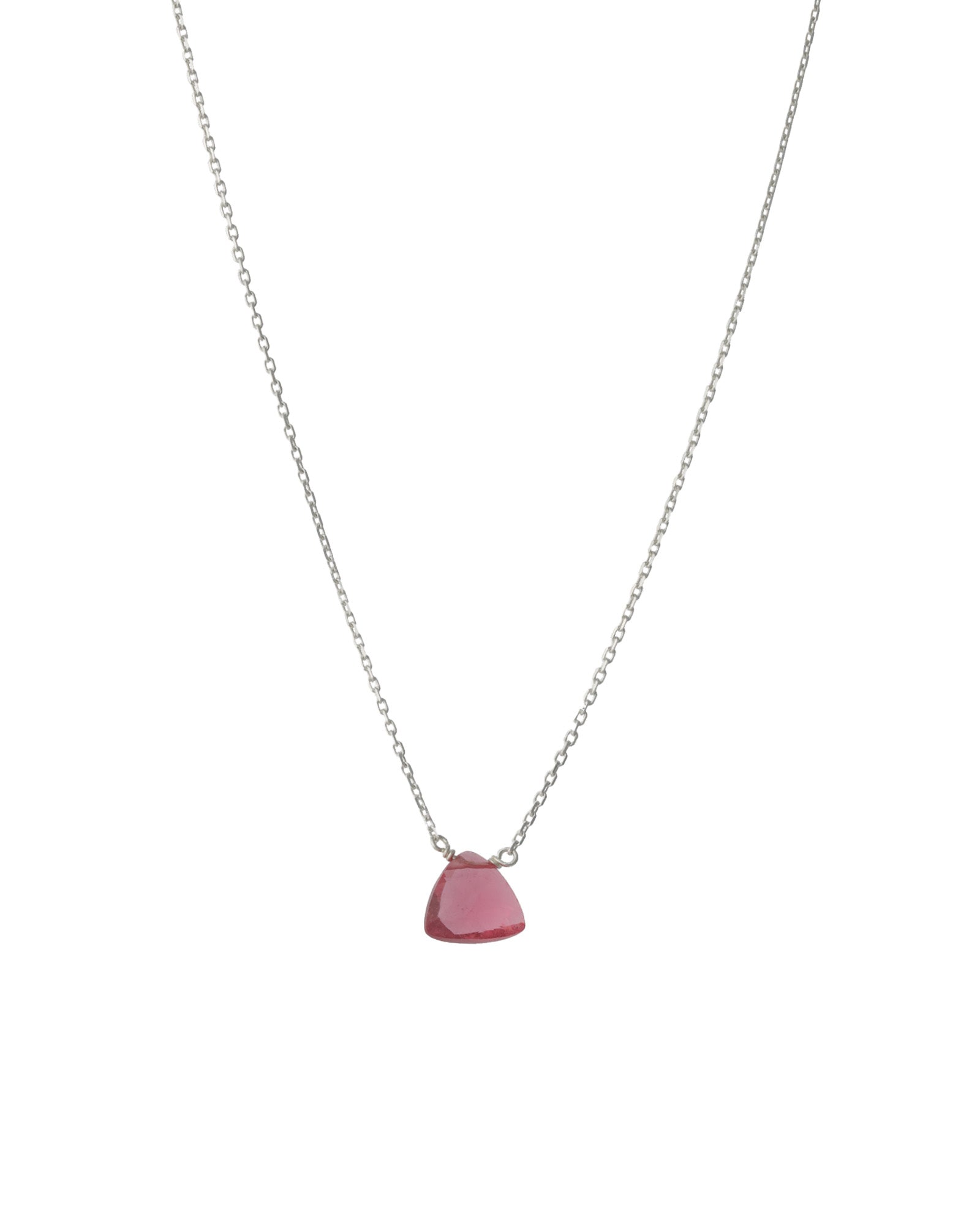 Trillion Stone Cable Chain Necklace Sterling Silver, Pink Quartz