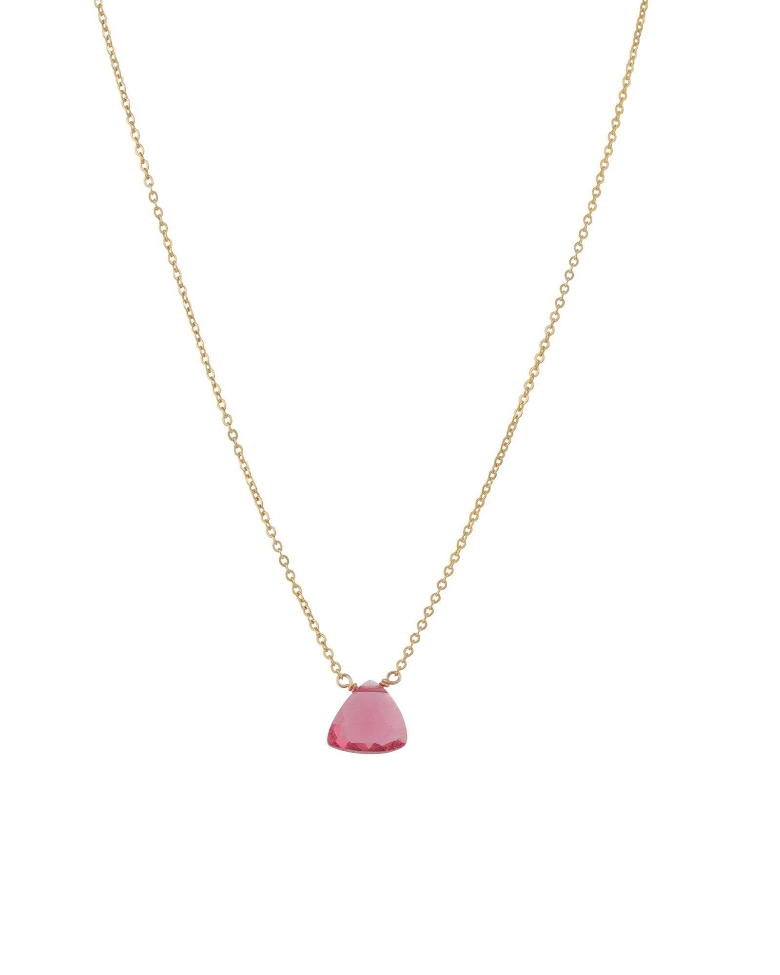 Trillion Stone Cable Chain Necklace 14k Gold Filled, Pink Quartz