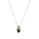 Marquise Stone Box Chain Necklace 14k Gold Filled, Prehnite